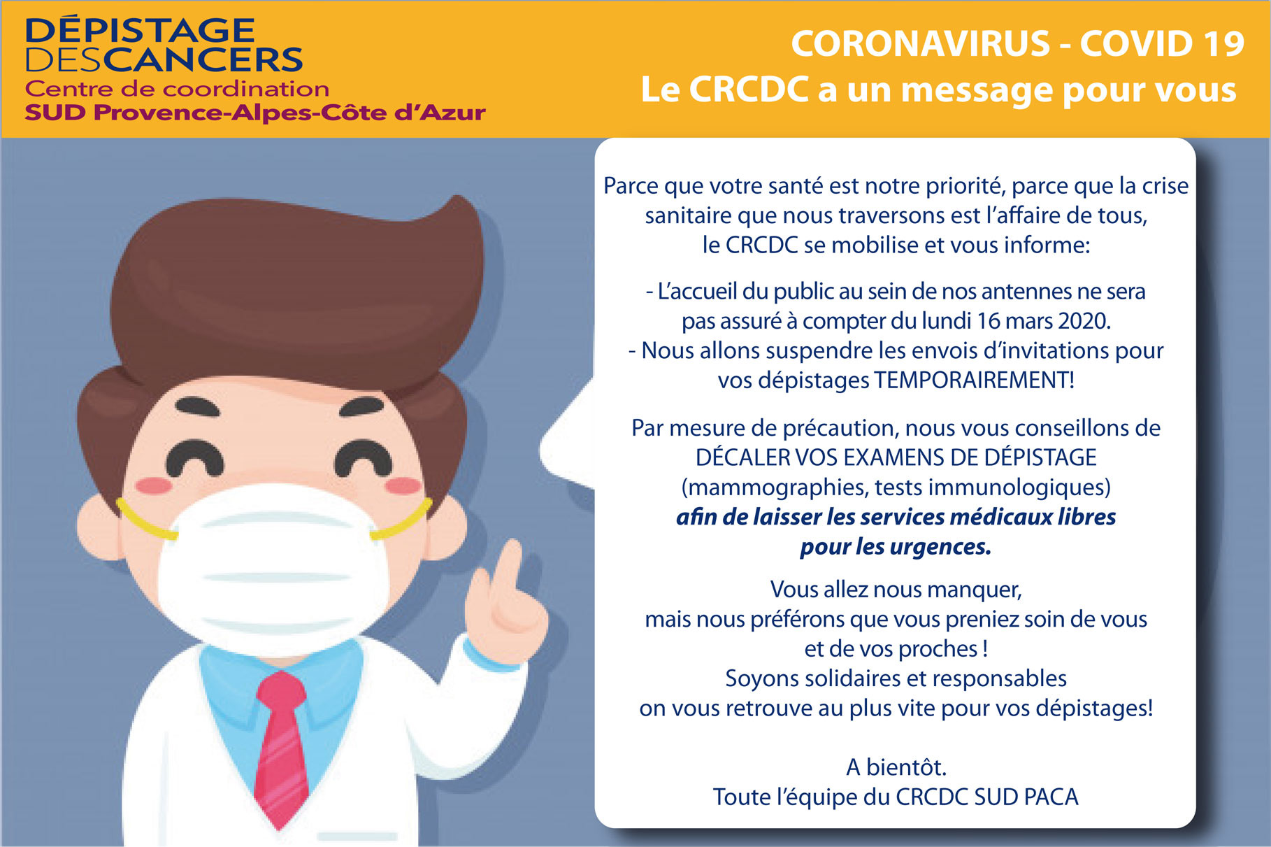 LE CRCDC A UN MESSAGE POUR VOUS
